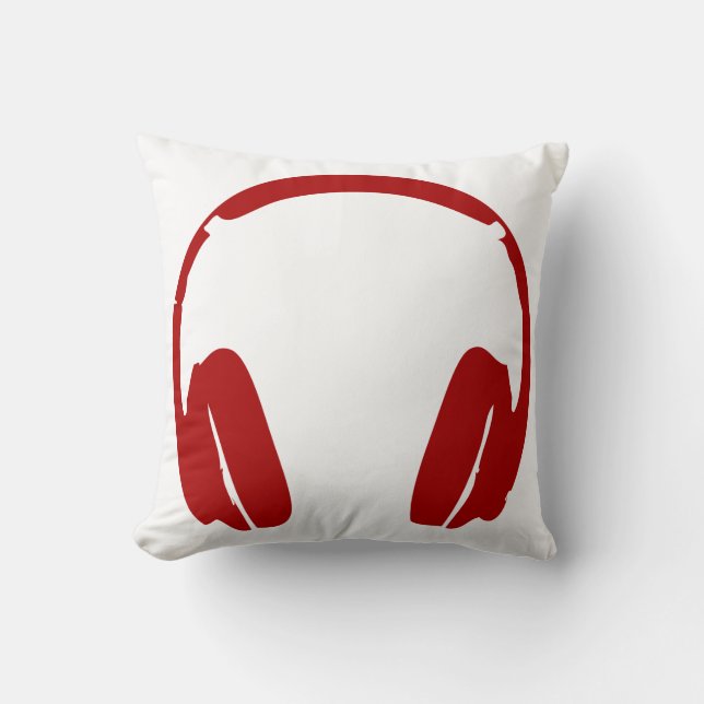 Headphones Throw Pillow (Dark Red) (Front)
