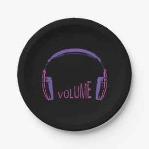 Headphones Volume up Paper Plate