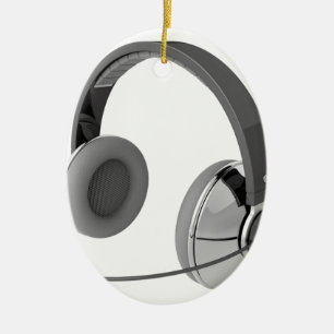 Headphones with mic ceramic tree decoration
