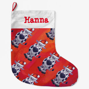 Heads and Tails Cow Pattern Christmas Large Christmas Stocking