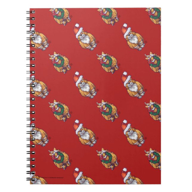 Heads and Tails Ginger Cat Christmas Pattern Notebook (Front)