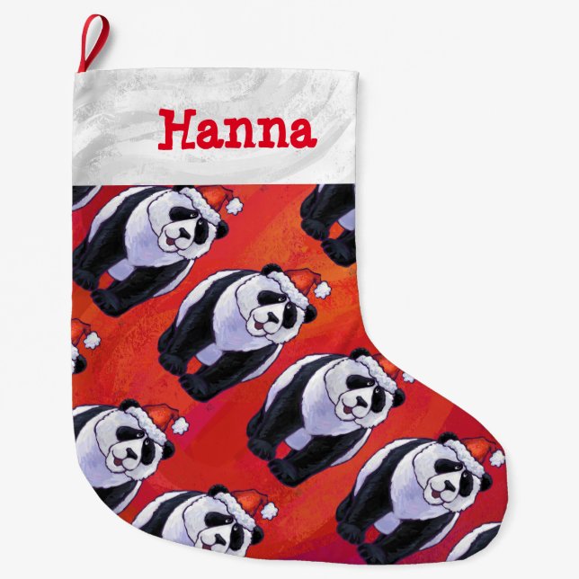 Heads and Tails Panda Bear Pattern Christmas Large Christmas Stocking (Front)