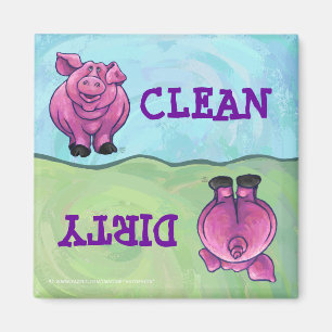 Heads and Tails Pig Dirty Clean Magnets