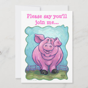 Heads and Tails Pig Party Invitation