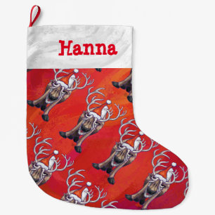 Heads and Tails Reindeer Pattern Christmas Large Christmas Stocking