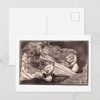 Heads of a lion and a lioness postcard