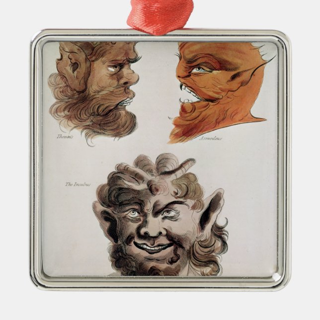 Heads of Evil Demons Metal Tree Decoration (Front)