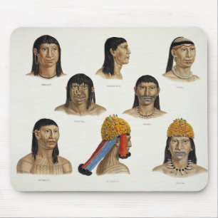 Heads of South American Indians, from 'Travels in Mouse Pad