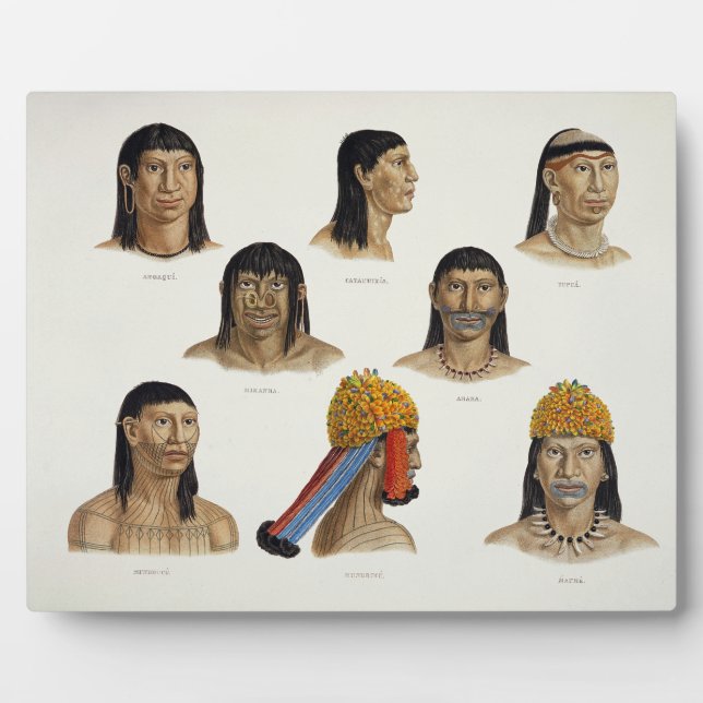 Heads of South American Indians, from 'Travels in Plaque (Front)