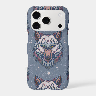 Heads of wolves with boho decoration