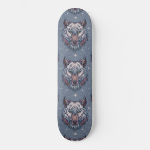 Heads of wolves with boho decoration skateboard