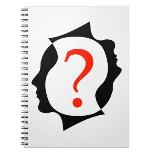 heads with a question mark spiral notebook