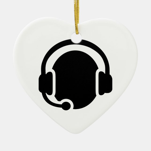 Headset headphones ceramic tree decoration (Front)
