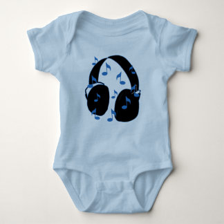 Headset with Musical Notes for Baby in Blue Baby Bodysuit
