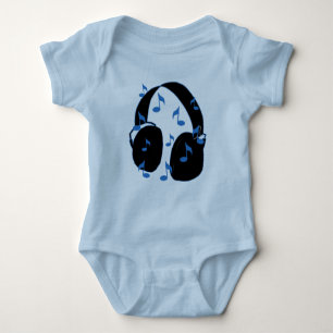 Headset with Musical Notes for Baby in Blue Bodysuit