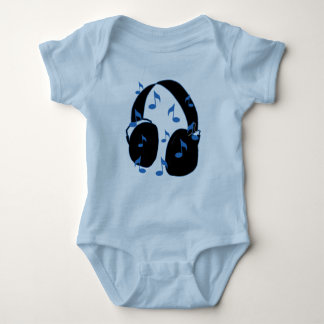Headset with Musical Notes for Baby in Blue Bodysuit
