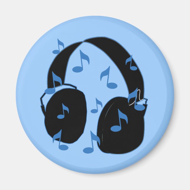 Headset with Musical Notes for Baby in Blue Magnet (Front)