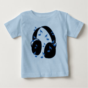 Headset with Musical Notes for Baby in Blue T-Shirt
