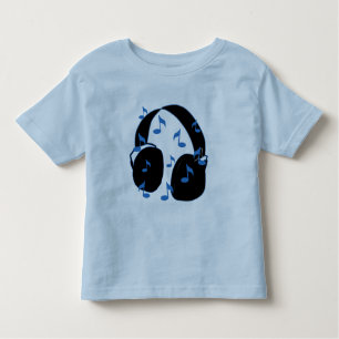 Headset with Musical Notes for Baby in Blue Toddler T-Shirt