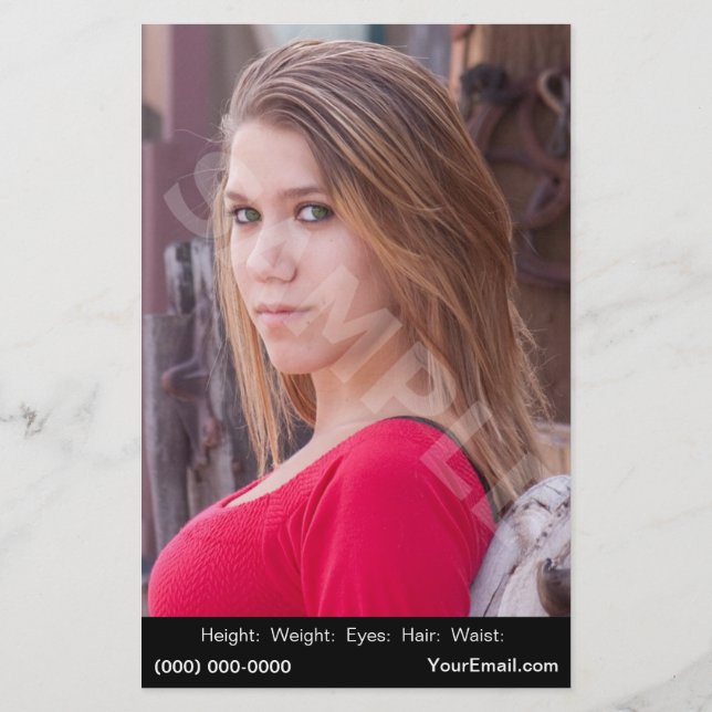 Headshot Model Comp Cards Affordable (Back)