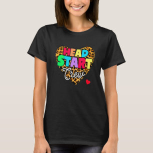 Headstart Crew Heart Leopard Back To School Teache T-Shirt