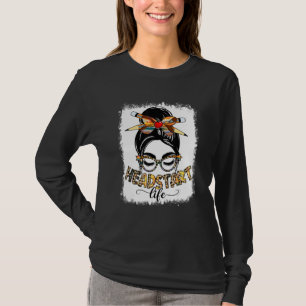 Headstart Life Messy Bun Women Sunflower Leopard H T-Shirt