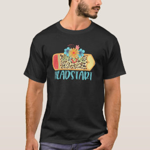 Headstart Pencil Leopard Cheetah Print Teach Love  T-Shirt