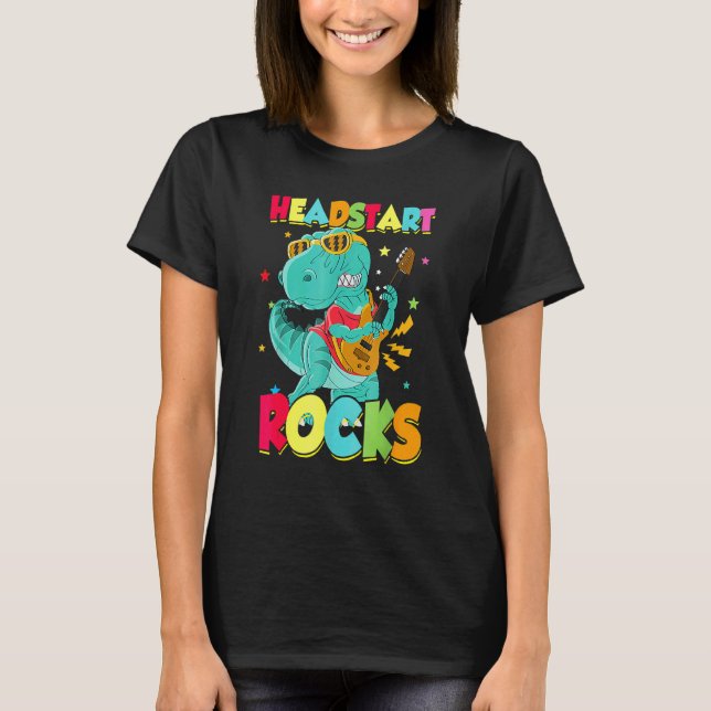 Headstart Rocks Trex Dinosaur Back To School Guita T-Shirt (Front)