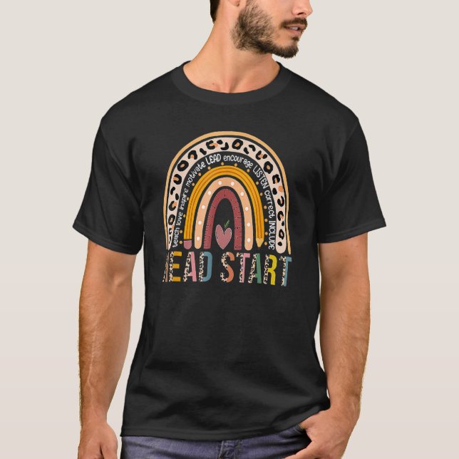 Headstart Teacher Rainbow Early Childhood 100 Days T-Shirt (Front)