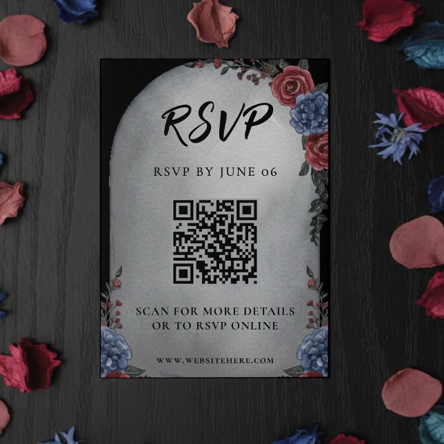Headstone Floral Gothic Wedding QR Code RSVP Enclosure Card (Headstone Floral Gothic Wedding QR Code RSVP Enclosure Card
)