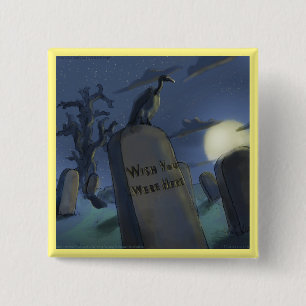 Headstone Invitational Funny Halloween Button