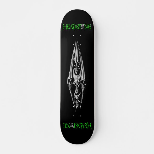 HEADSTONE white ghould skulls Skateboard (Front)