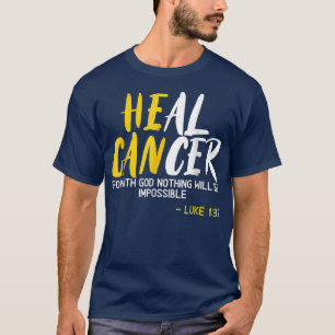 Heal Cancer Gold Ribbon Childhood Cancer Awareness T-Shirt
