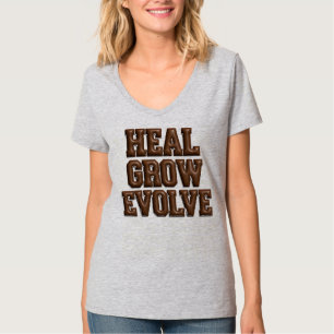 Heal Grow Evolve Puffy 3D V-Neck Tee