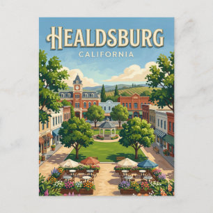 Healdsburg Plaza California Postcard