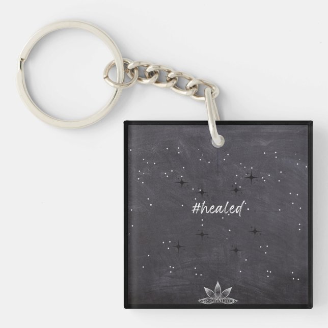 #healed Acrylic Square Key Ring (Front)