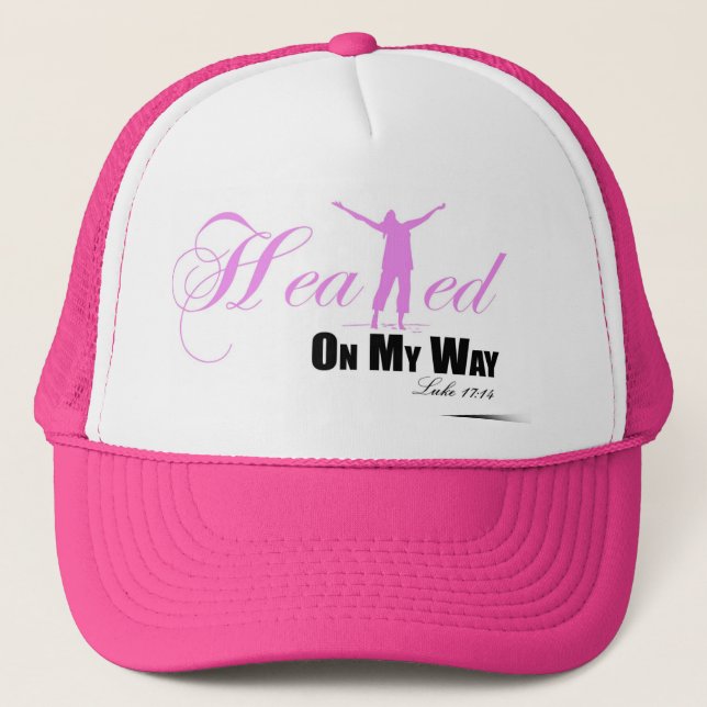 Healed on my Way (Pink, White, Black ) Hat (Front)