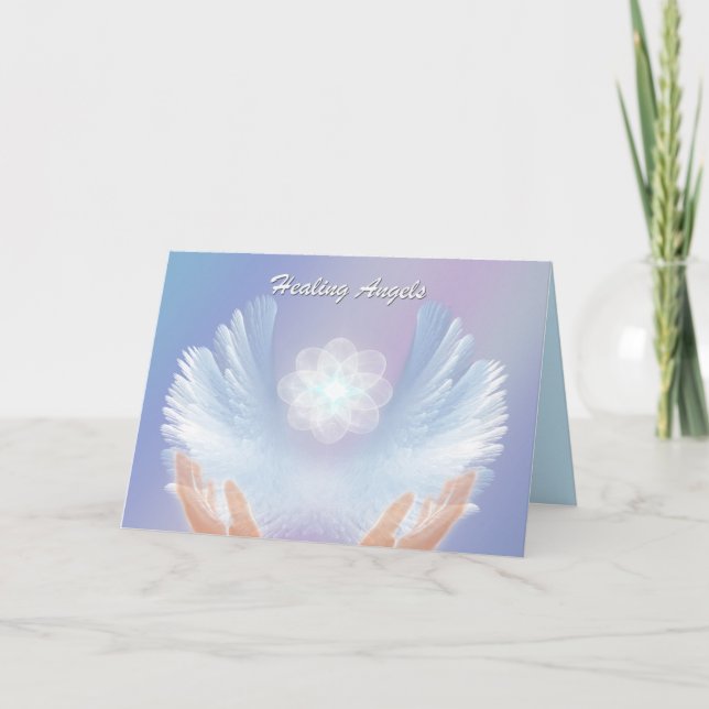 Healing Angels, Blue, Get Well Card (Front)