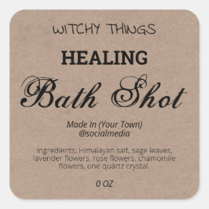 Healing Bath Shot Witchcraft Product Labels