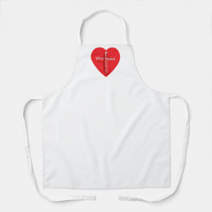 Healing Bible Verse Red Heart Cross Simple White Apron