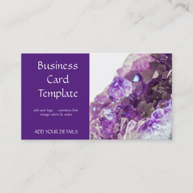 Healing Crystals Amethyst Business Card (Front)