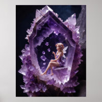 Healing Crystals Amethyst Fairy Wall Art