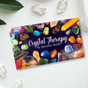 Healing Crystals and Gemstones and colour splash Business Card