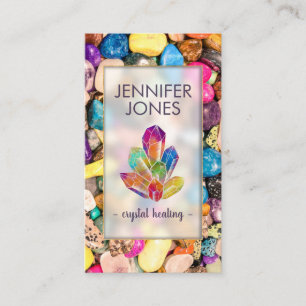 Healing Crystals Cluster on Colourful Gemstones Business Card