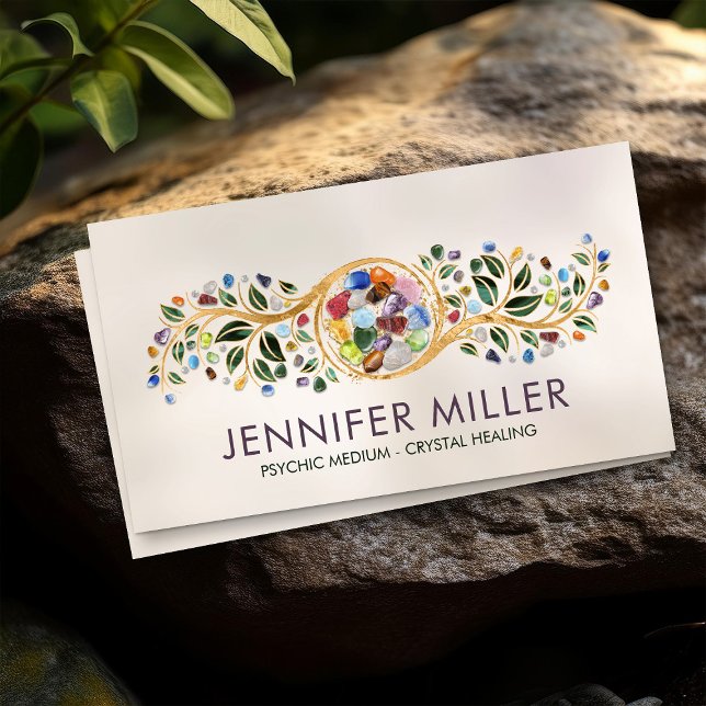 Healing Crystals Foliage Ornament  Business Card (Creator Uploaded)