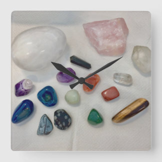 Healing Crystals Square Wall Clock