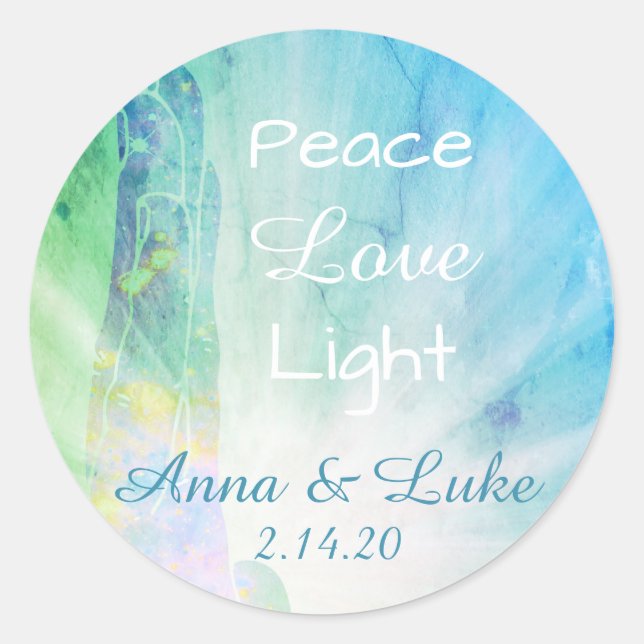 *~*  Healing Energy Hand - Peace  Love Light Classic Round Sticker (Front)