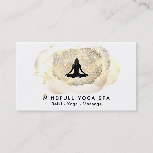 *~* Healing Energy Hands Woman Yoga Lotus Business Card (Front)