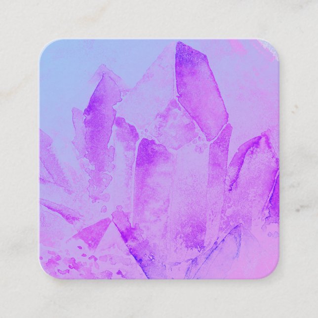 *~* Healing Energy Massage Yoga Reiki Crystal Square Business Card (Front)