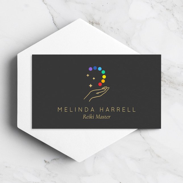 Healing Hand Logo Reiki, Massage, Wellness Grey Business Card (Creator Uploaded)